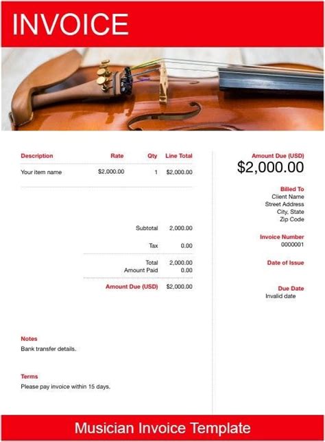 Invoice Template For Music Production Services .